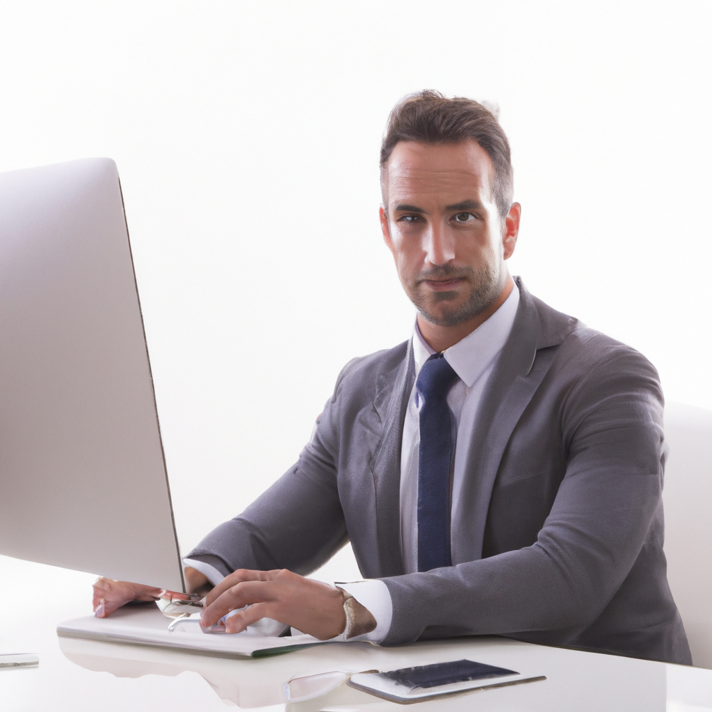 Cliente executivo em terno em escritório moderno
